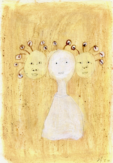 untitled, 1999; Aquarell, Grüner Tee, Bleistift, Papier / watercolor, green tea, pencil, paper, 25,6 x 17,3 cm