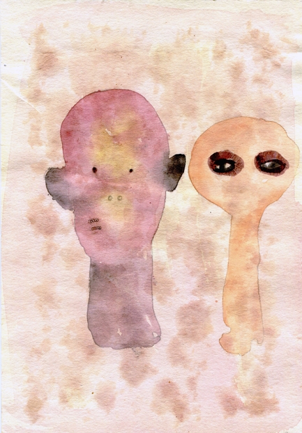 untitled, 1999; Aquarell, Grüner Tee, Bleistift, Papier / watercolor, green tea, pencil, paper, 25,6 x 17,3 cm