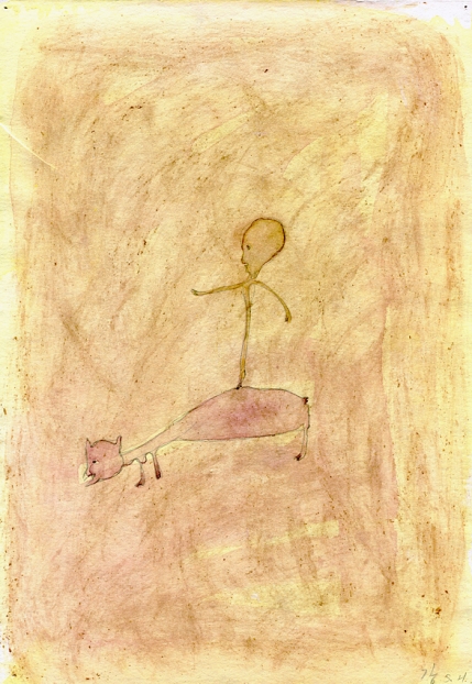 untitled, 1999; Aquarell, Grüner Tee, Bleistift, Papier / watercolor, green tea, pencil, paper, 25,6 x 17,3 cm