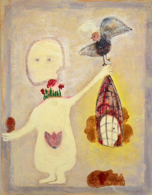 untitled, 2009, Acryl, Wachs auf Nessel / acrylic, wax on canvas, 90 x 70 cm