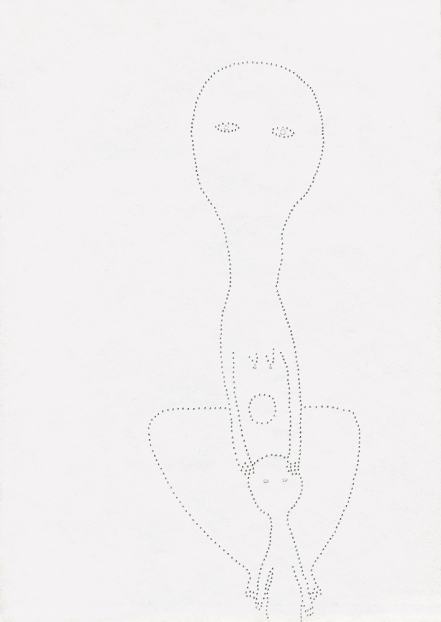untitled, 1994; Papier, Perforierung mit Nadel / paper, perforated with needle, 29,4 x 21 cm